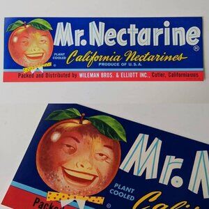vintage Nectarine Crate Labels set of 2